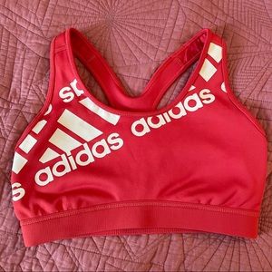 Adidas Red and White Medium Support Sports Bra